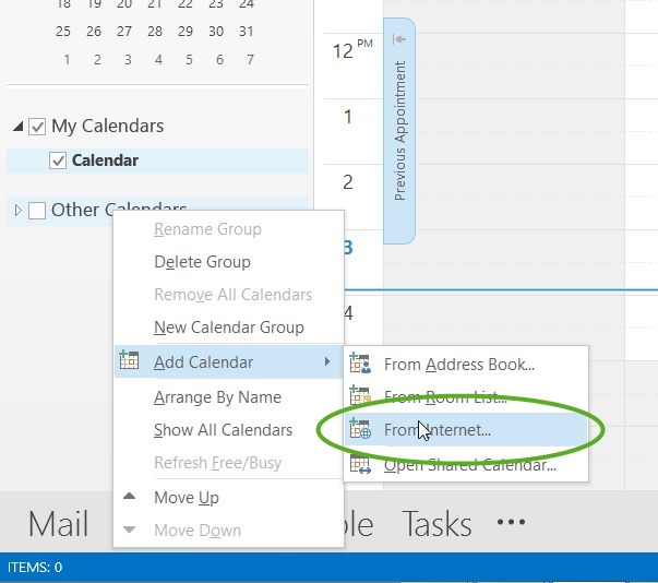 Outlook iCal integration