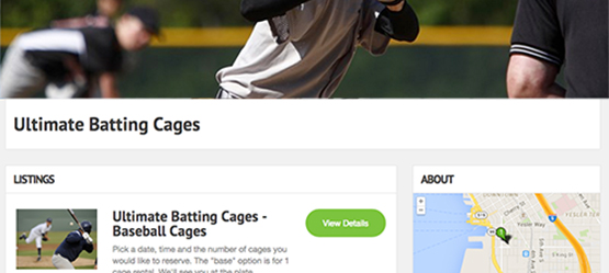Get booked on the Batting Cages directory
